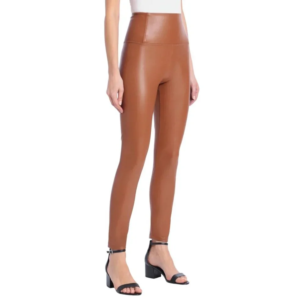 Women's Bagatelle Brown/Saddle Camel Leather Leggings - Picture 3 of 5
